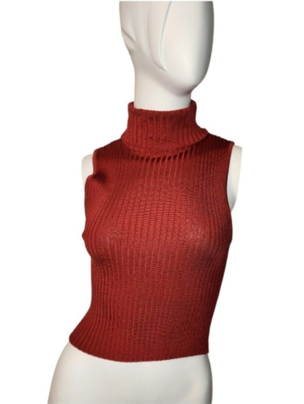 Forever 21 Sleeveless Turtleneck Knit Sweater - Rust Red Size S